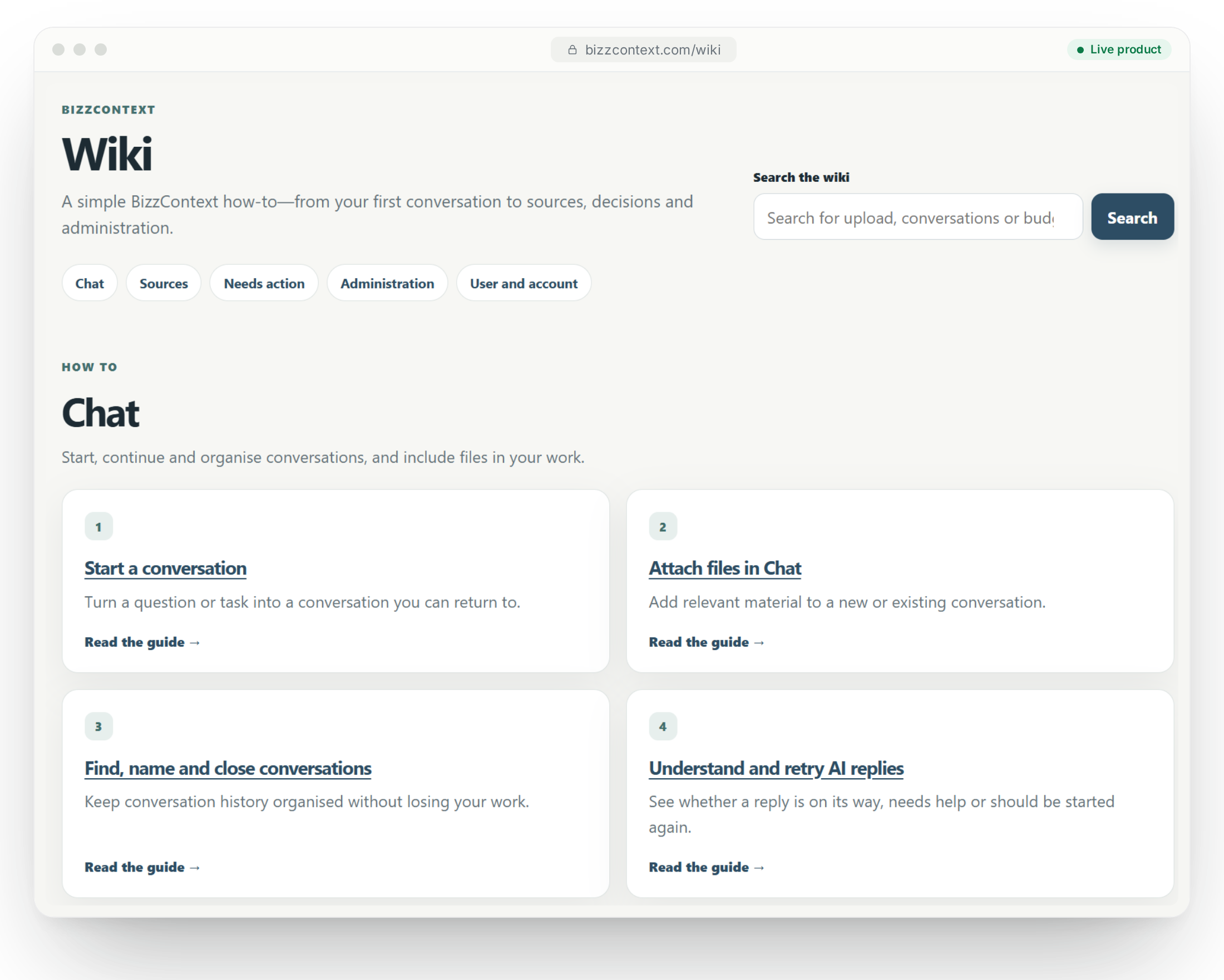 BizzContext Wiki with guides
